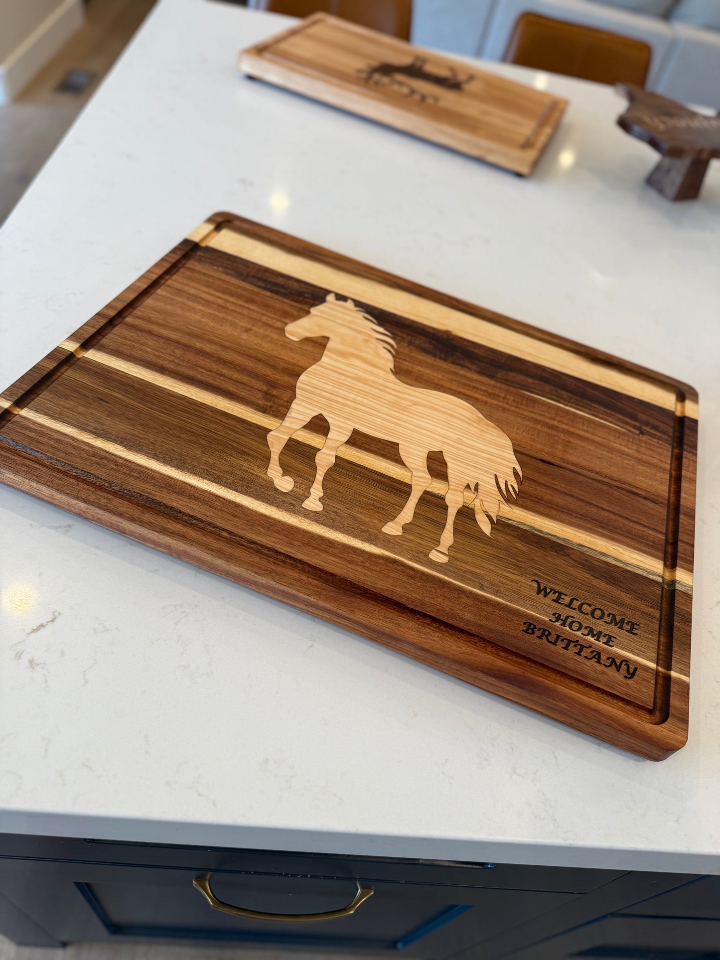 Custom Cutting Board with wood inlay