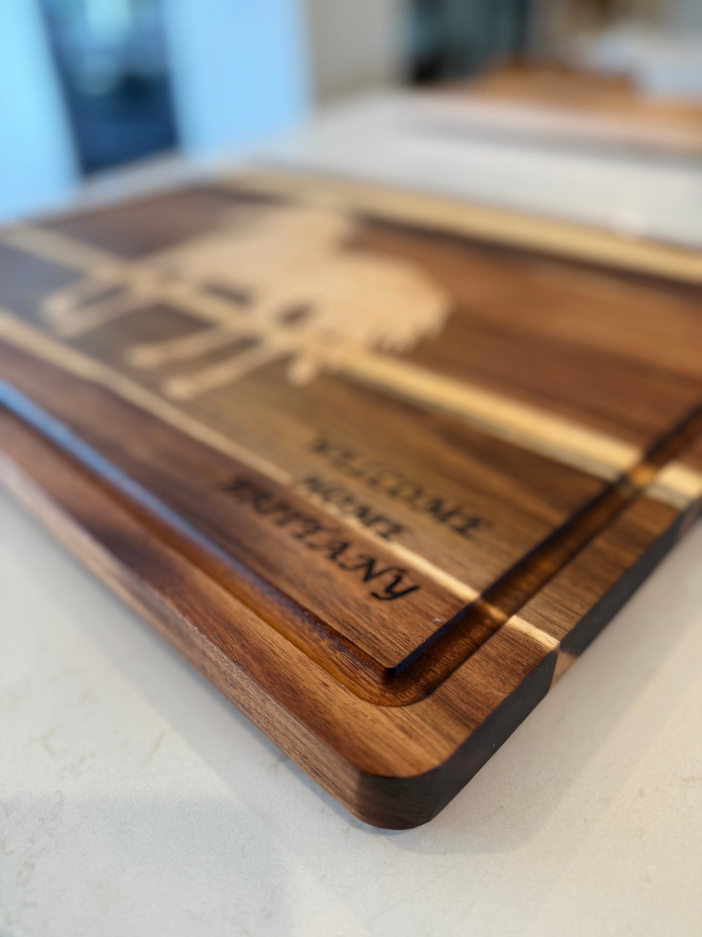 Custom Cutting Board with wood inlay