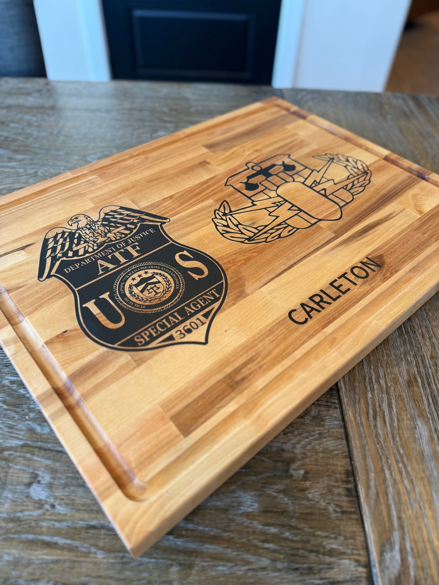 Custom Butcher Block Cutting Board with Custom Epoxy inlay