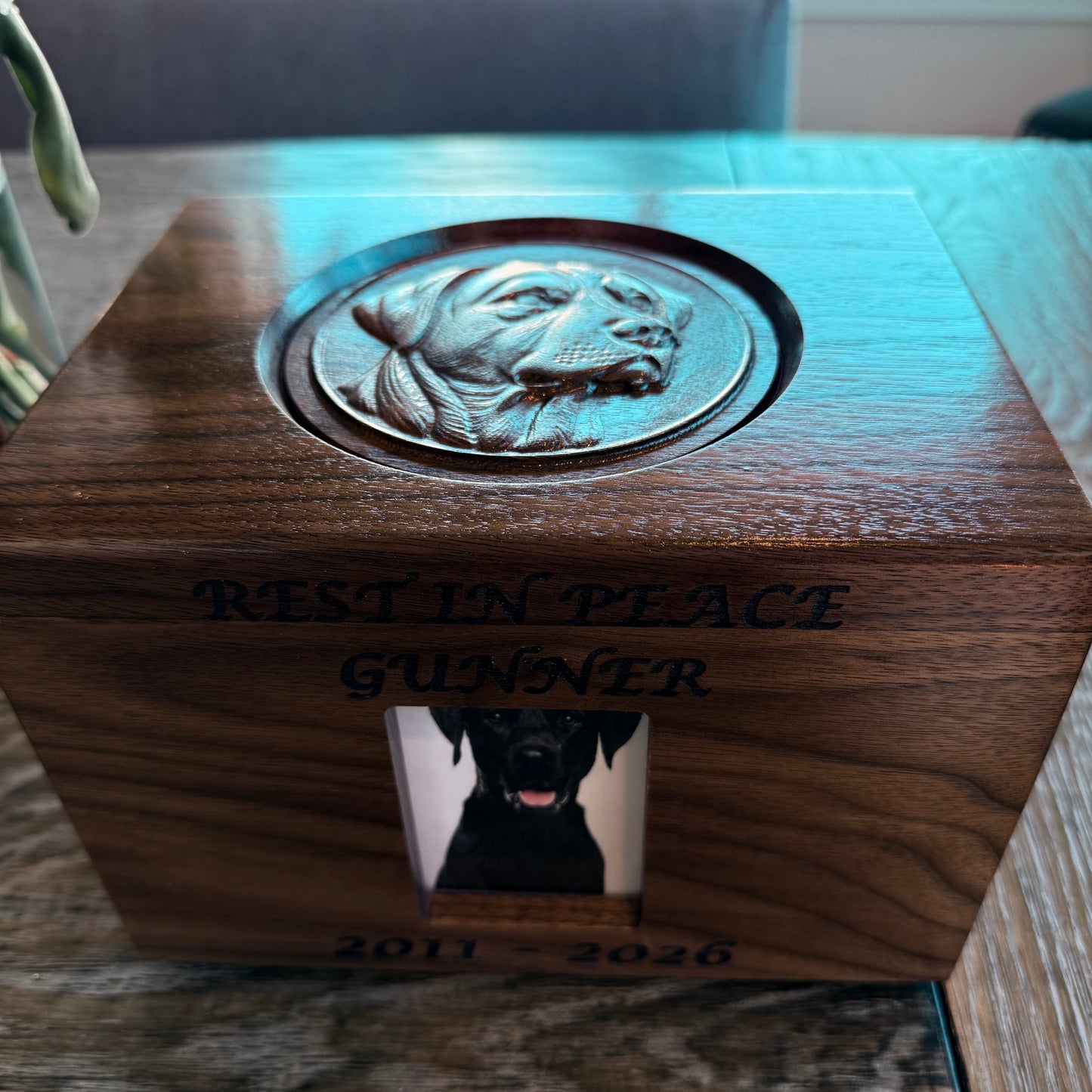 Custom Hardwood Engraved Pet Ashes Urn