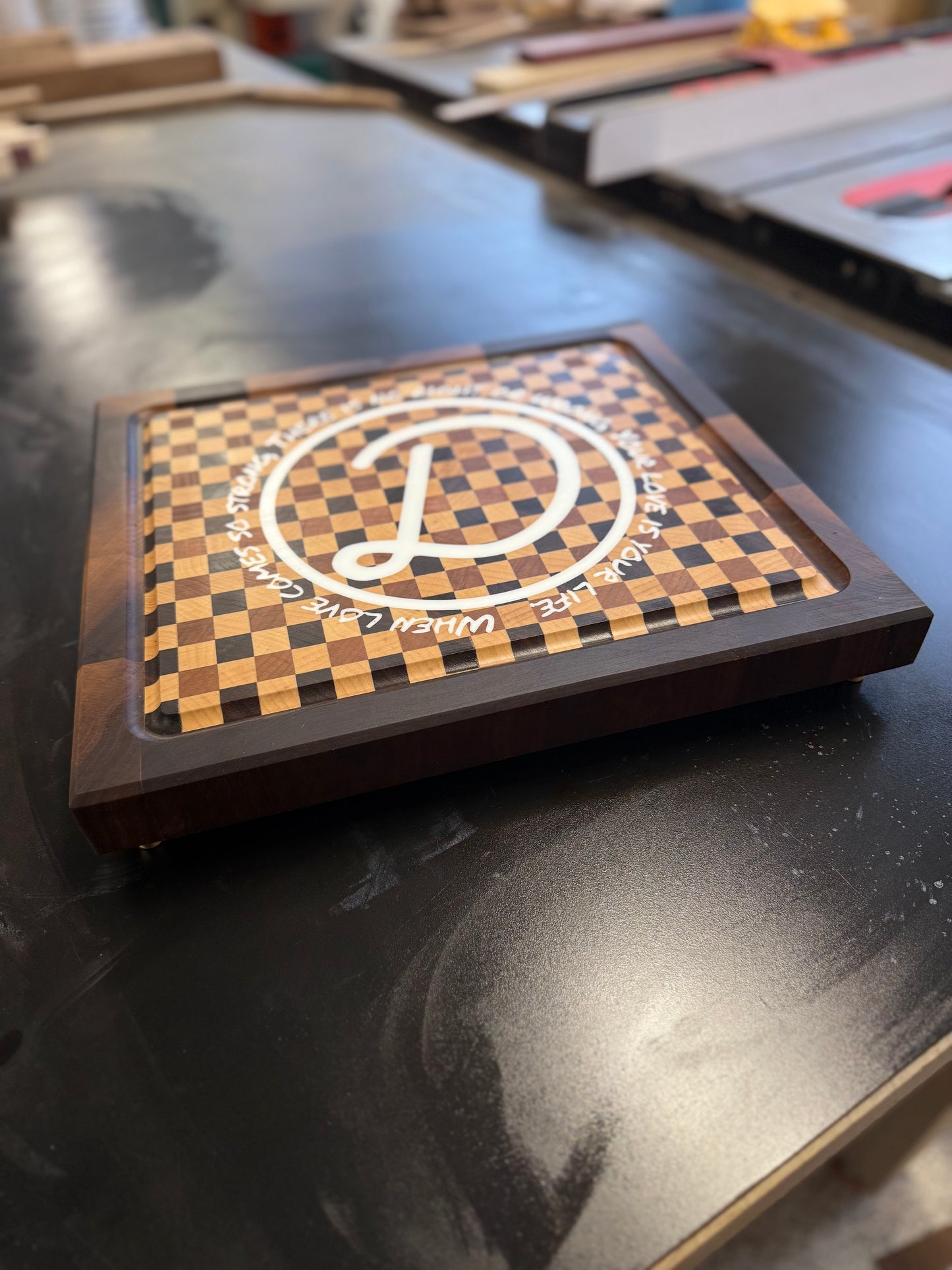 Custom Butcher Block Cutting Board with Custom Epoxy inlay