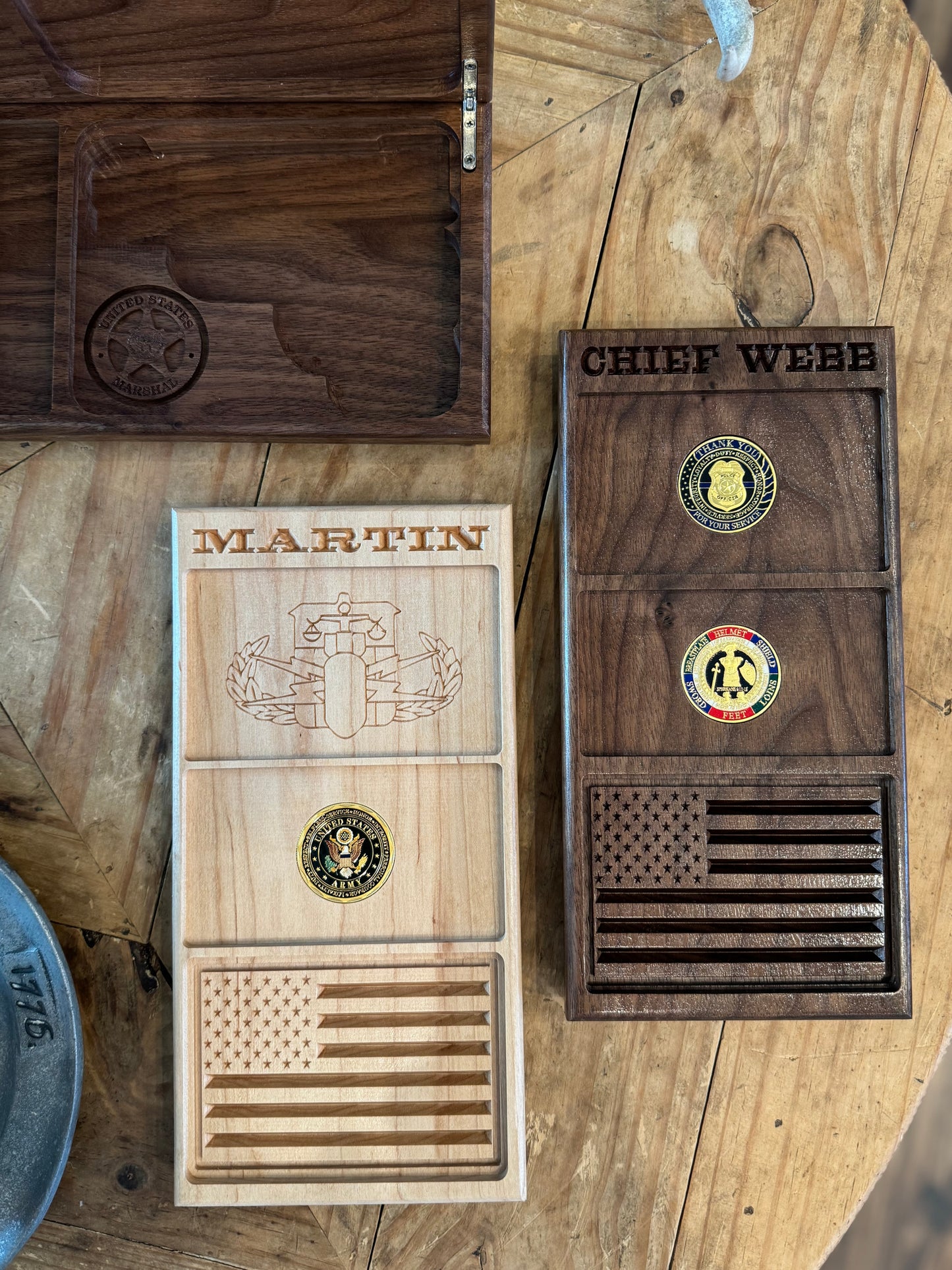 Personalized Hardwood Pocket Trash Valet/Tray