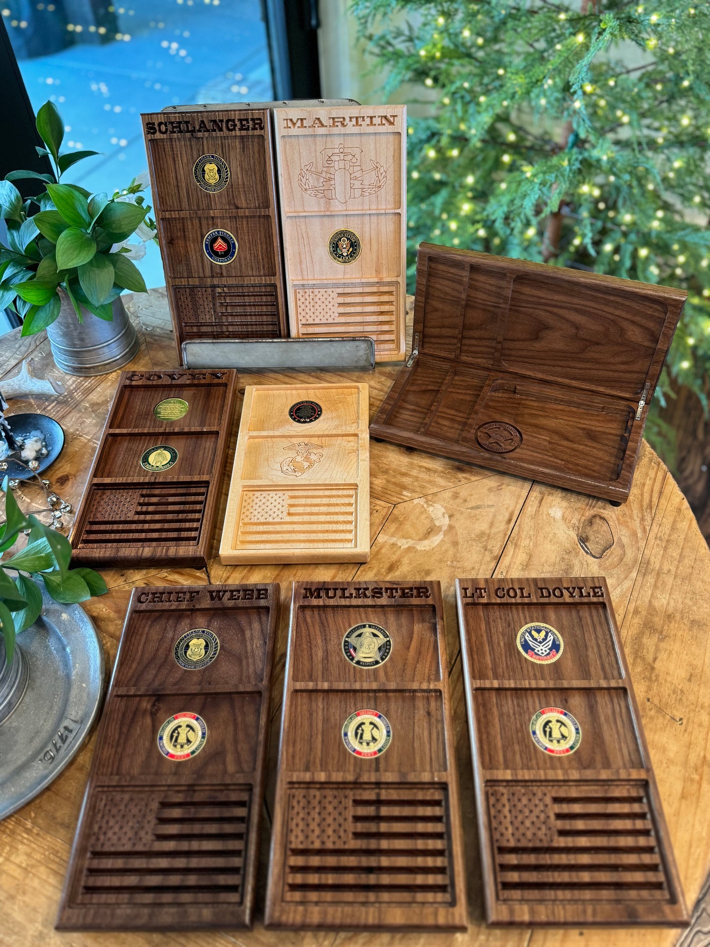 Personalized Hardwood Pocket Trash Valet/Tray