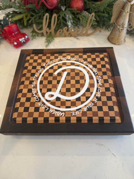 Custom Butcher Block Cutting Board with Custom Epoxy inlay