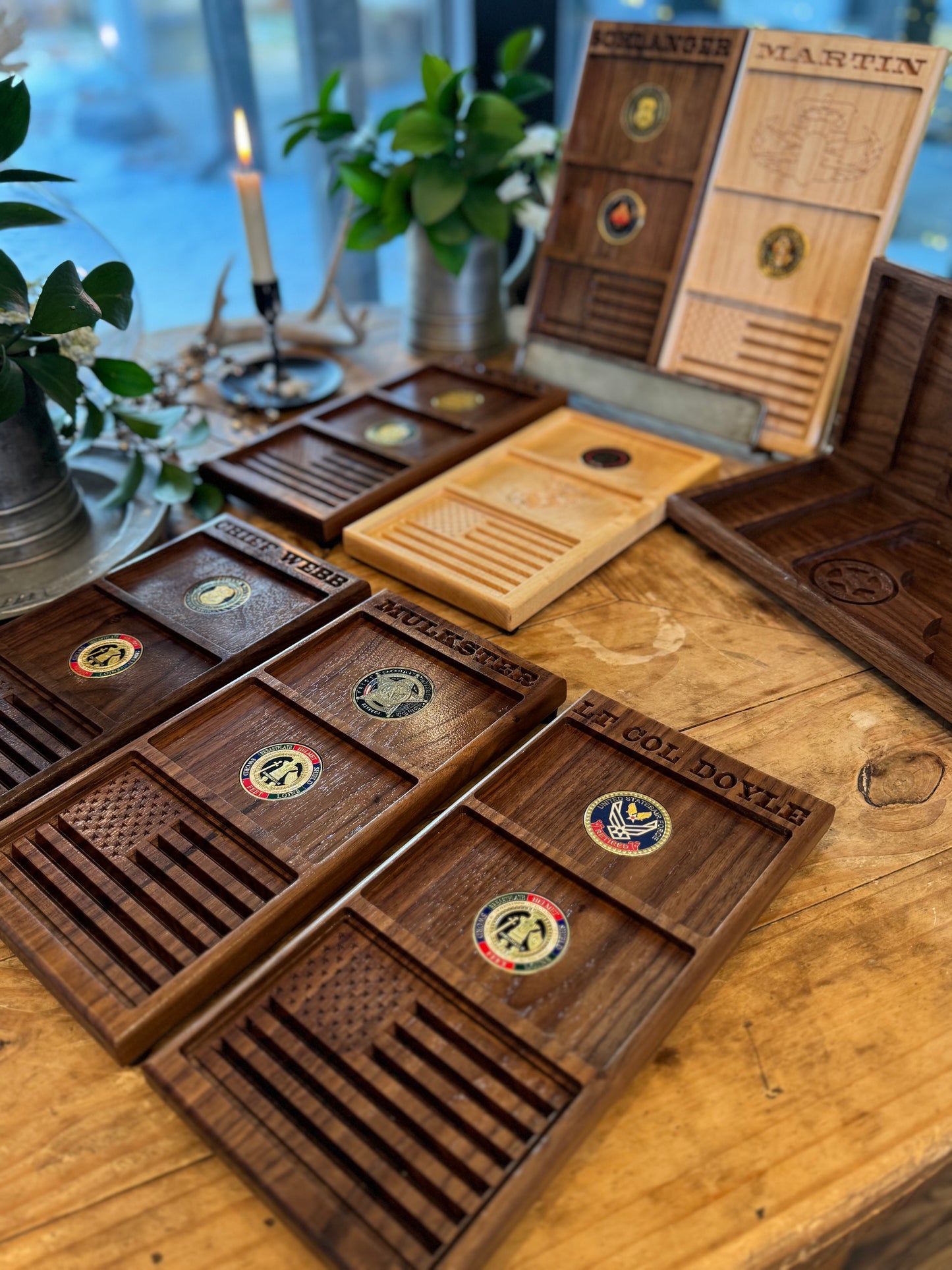Personalized Hardwood Pocket Trash Valet/Tray