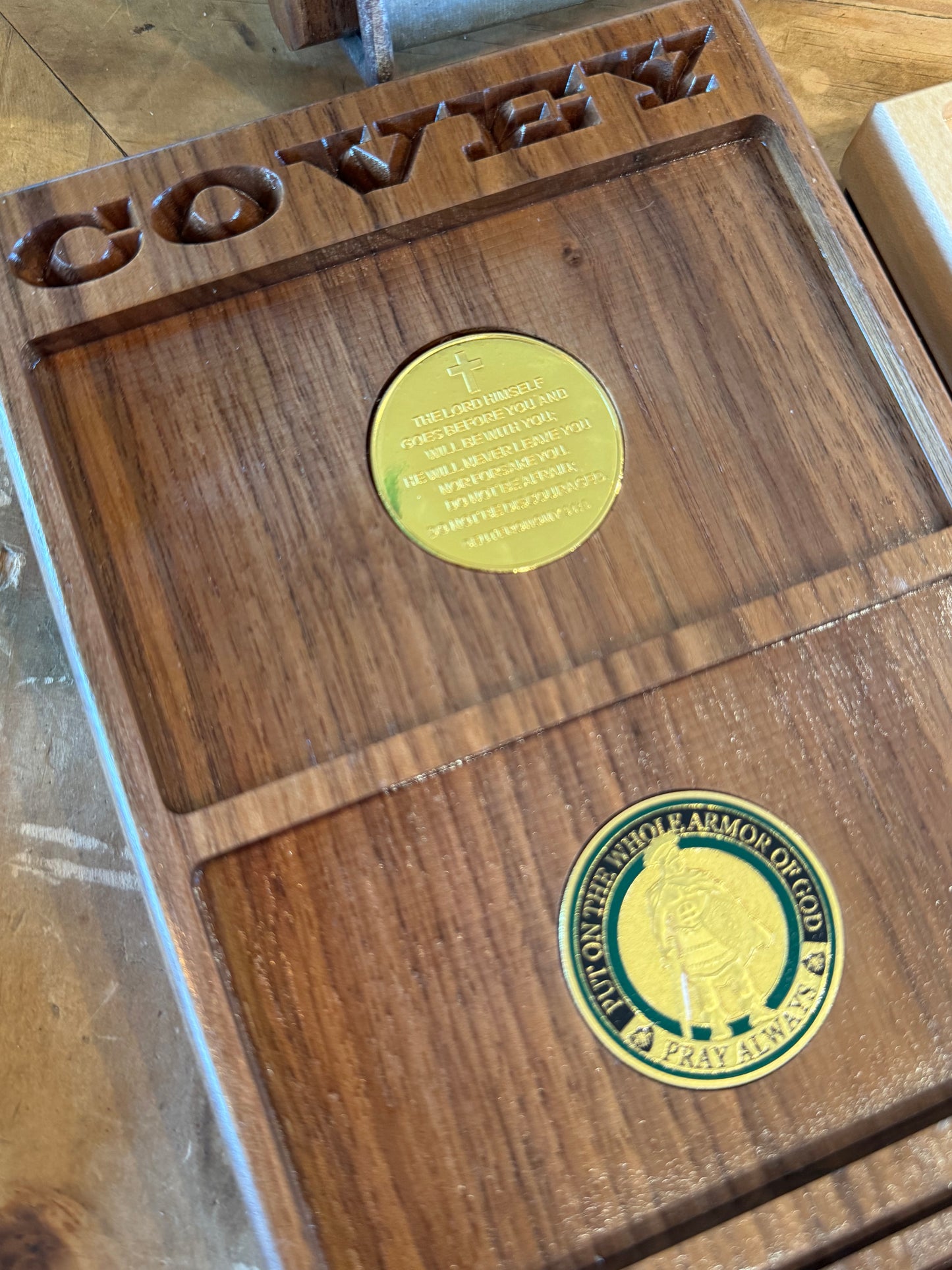 Personalized Hardwood Pocket Trash Valet/Tray