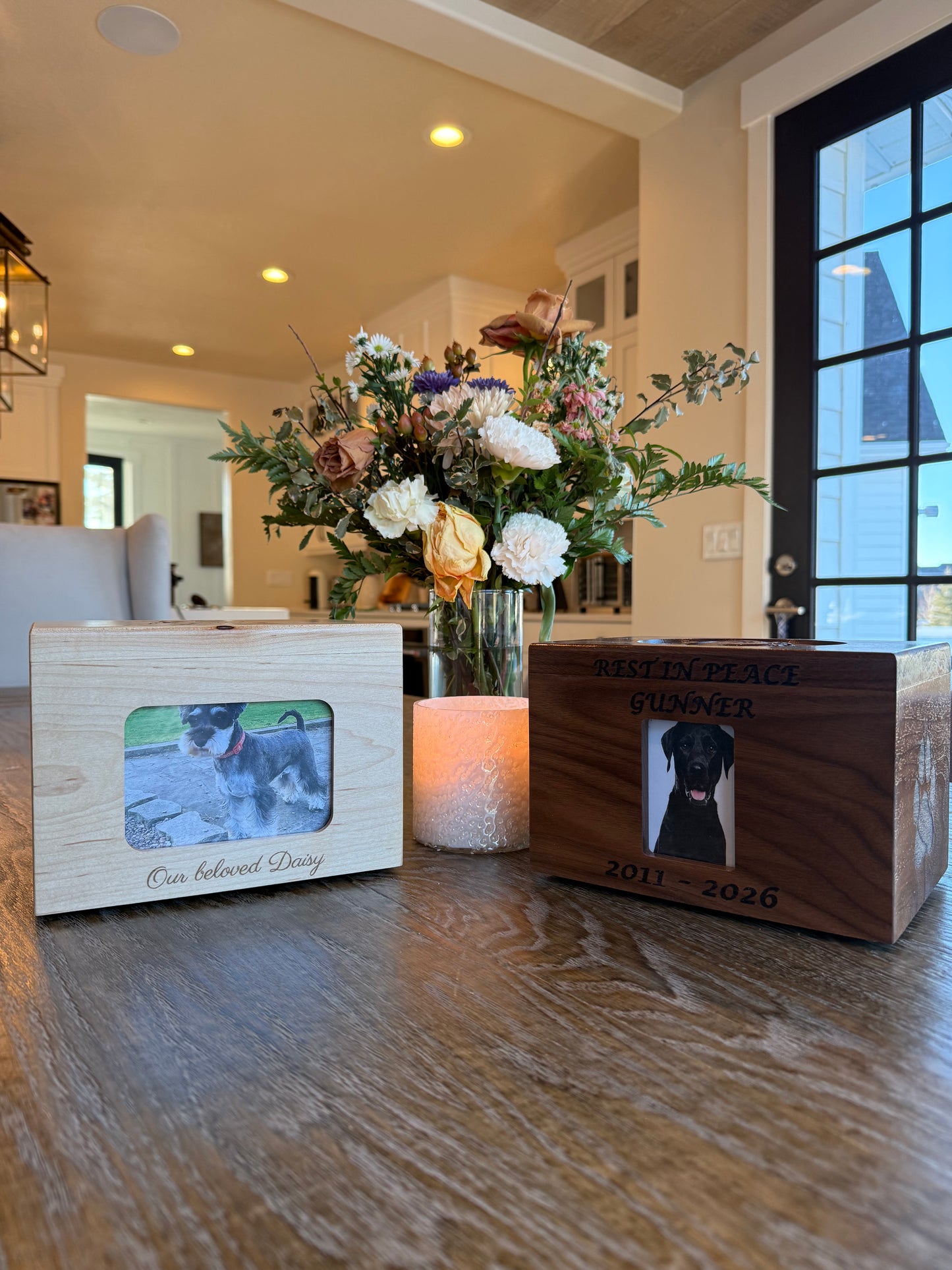 Custom Hardwood Engraved Pet Ashes Urn