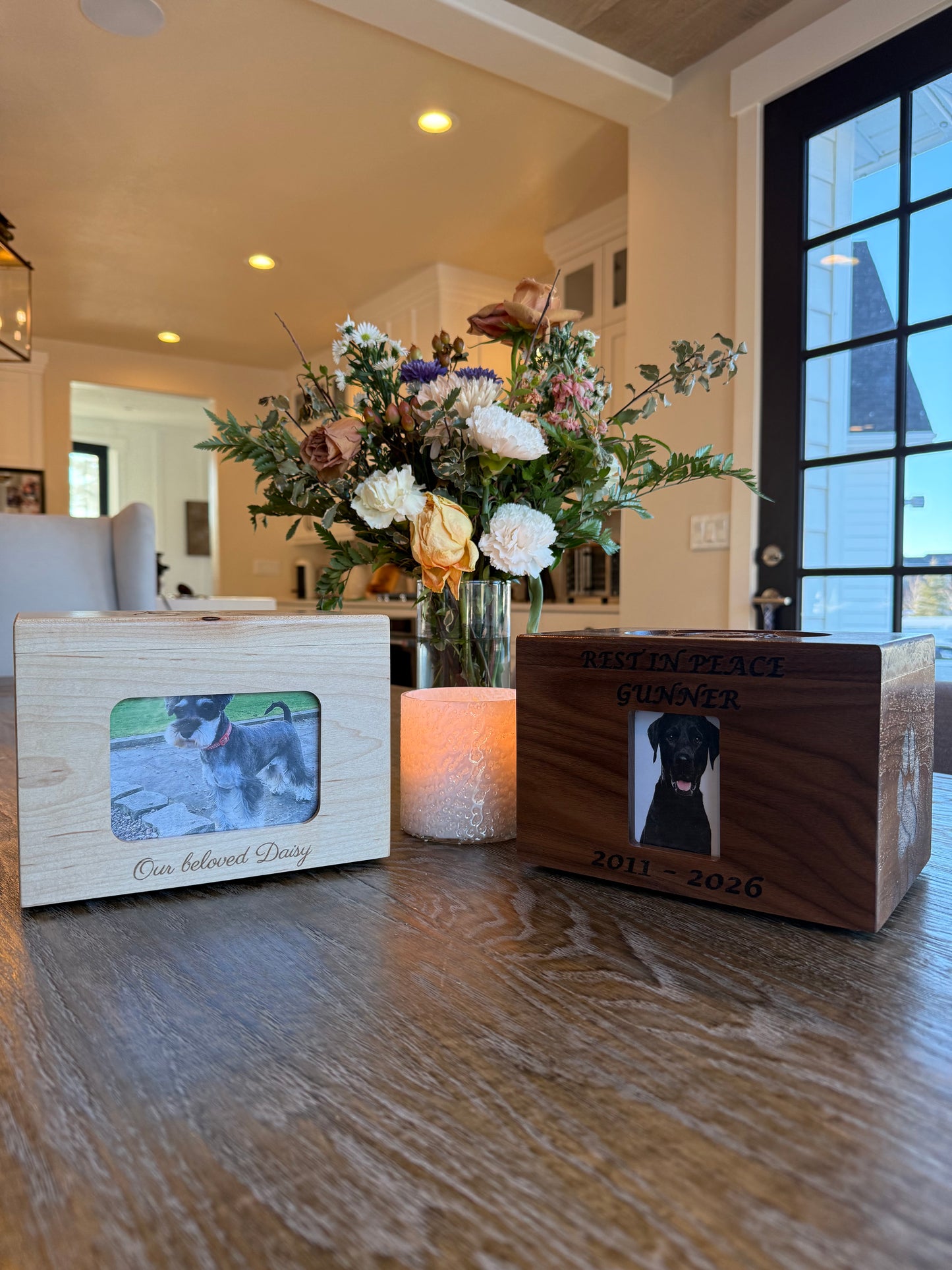 Custom Hardwood Engraved Pet Ashes Urn