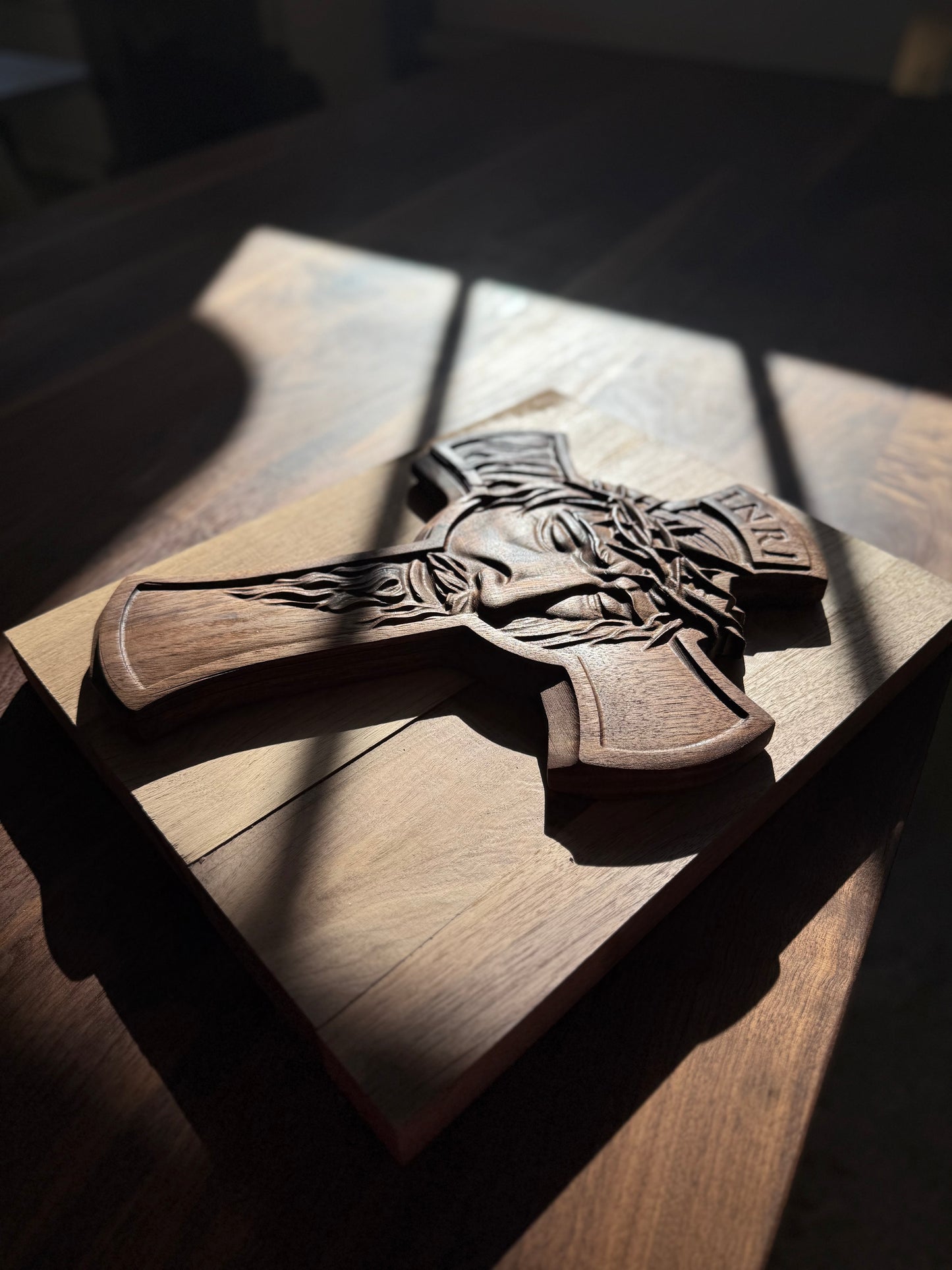 Christian Cross with Christ Face 3D