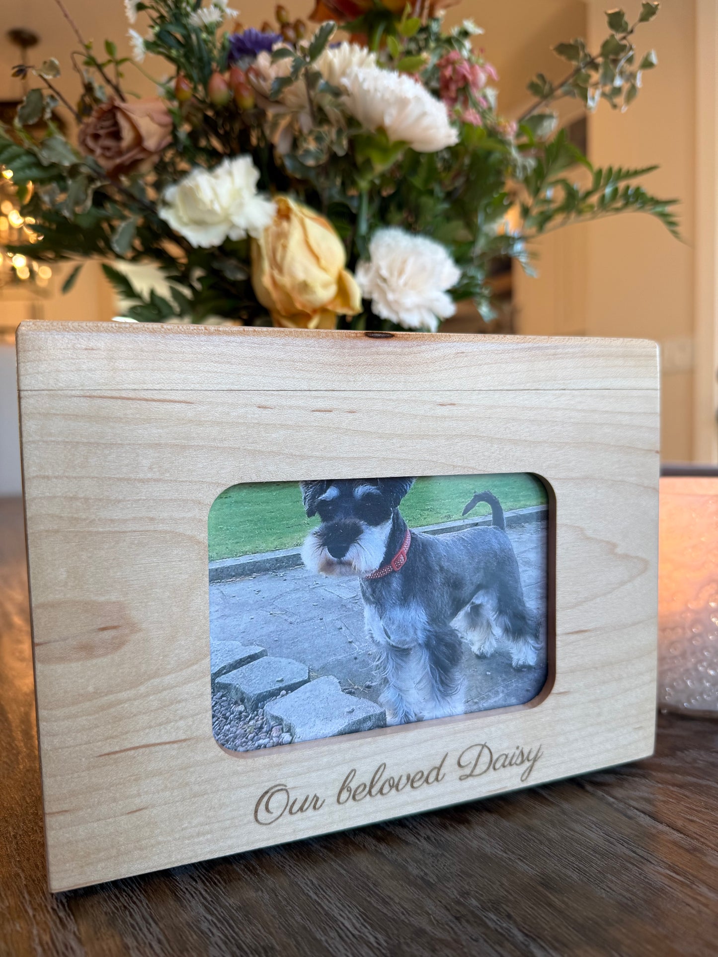 Custom Hardwood Engraved Pet Ashes Urn