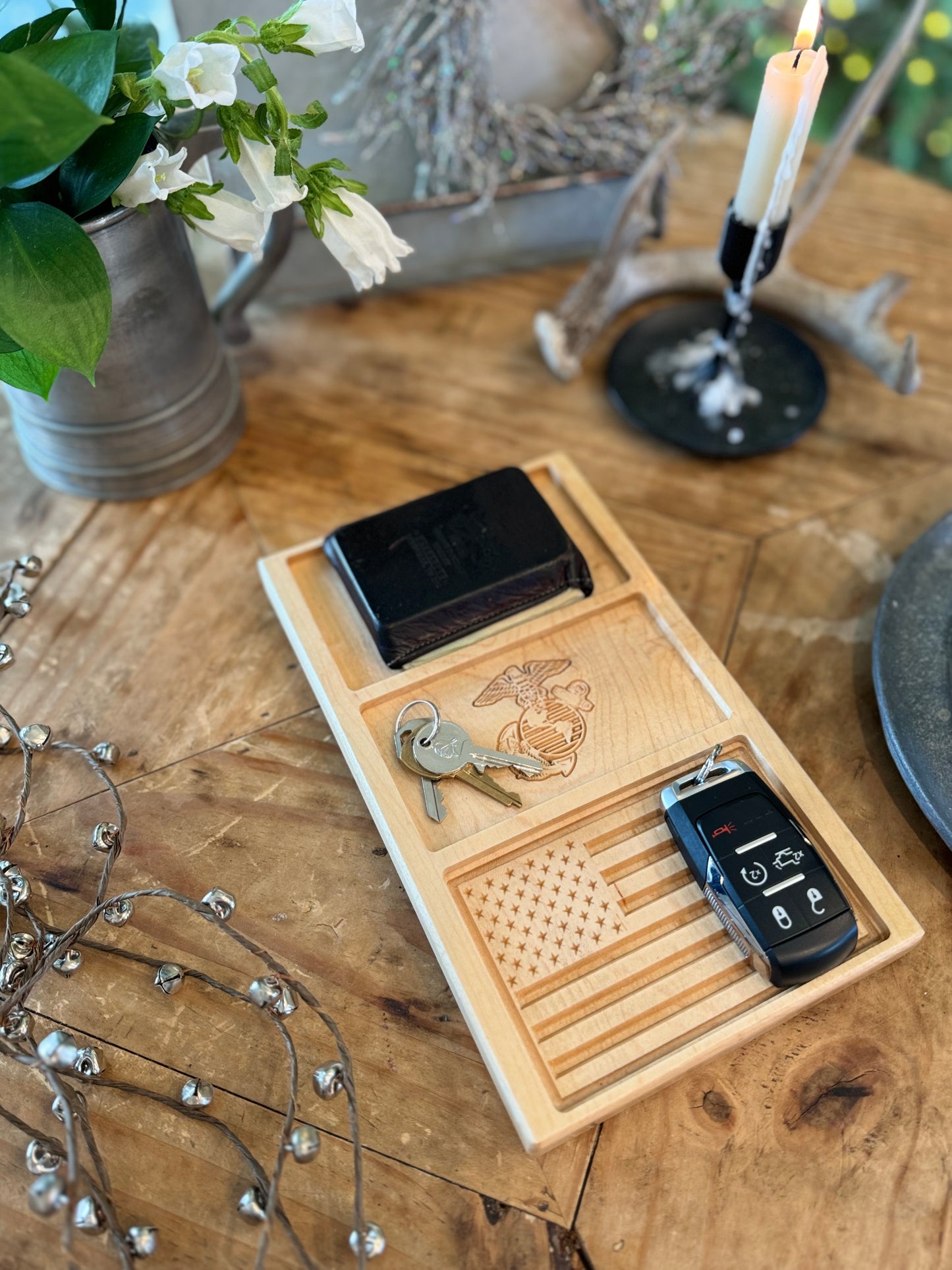 Personalized Hardwood Pocket Trash Valet/Tray