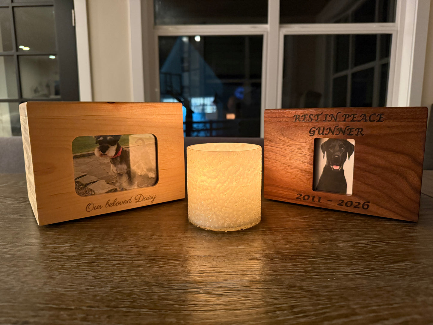 Custom Hardwood Engraved Pet Ashes Urn