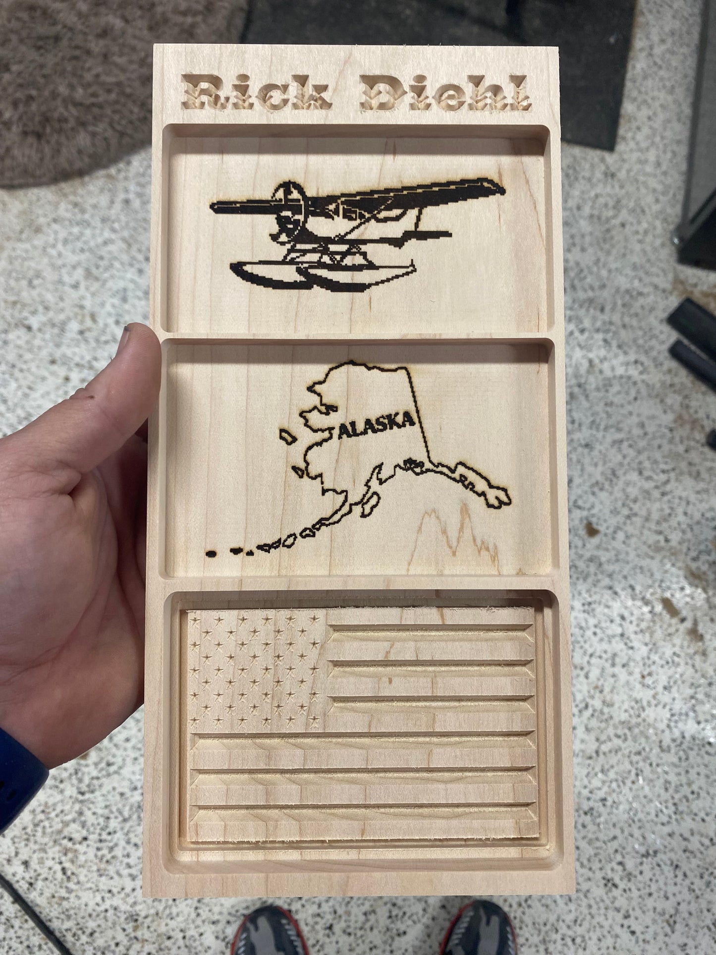 Personalized Hardwood Pocket Trash Valet/Tray