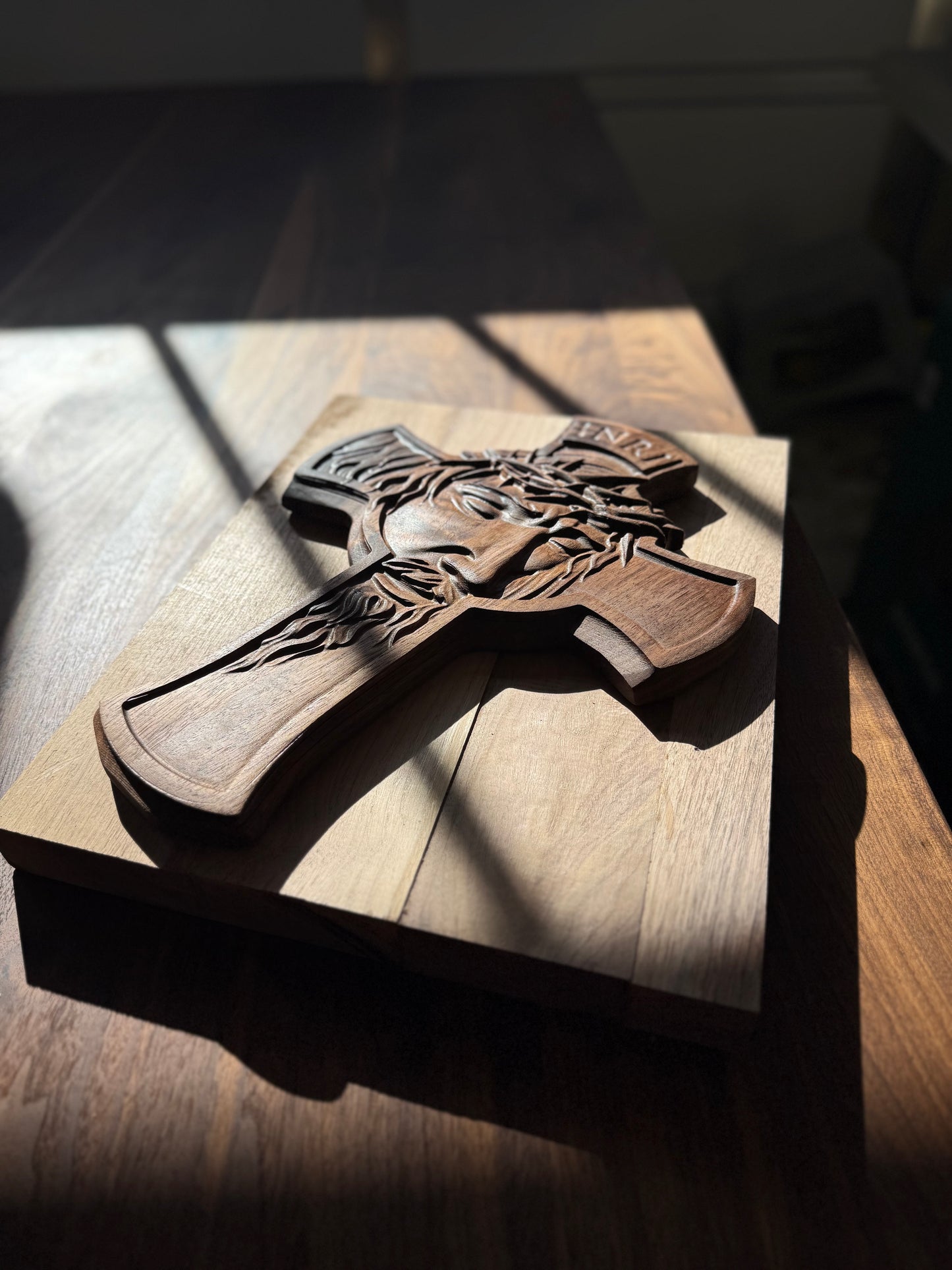 Christian Cross with Christ Face 3D