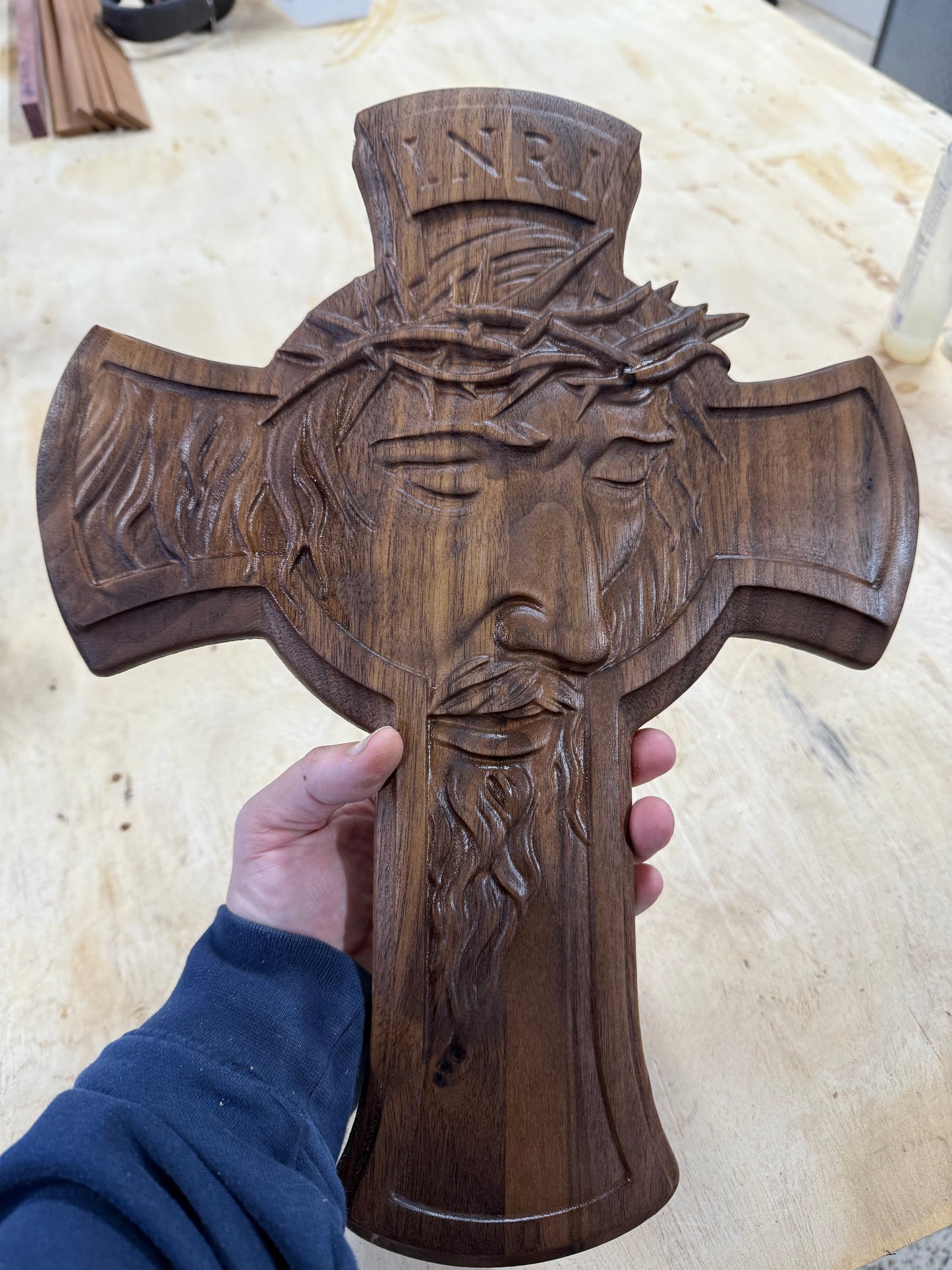 Christian Cross with Christ Face 3D