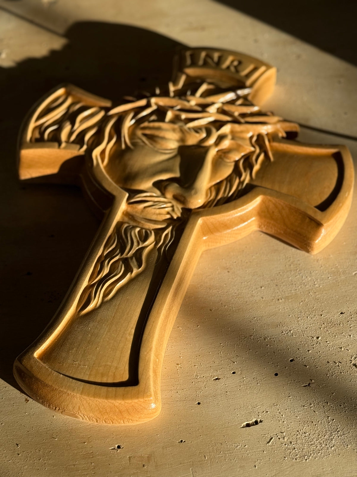 Christian Cross with Christ Face 3D
