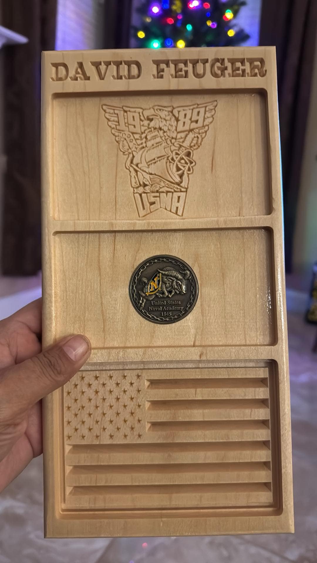 Personalized Hardwood Pocket Trash Valet/Tray