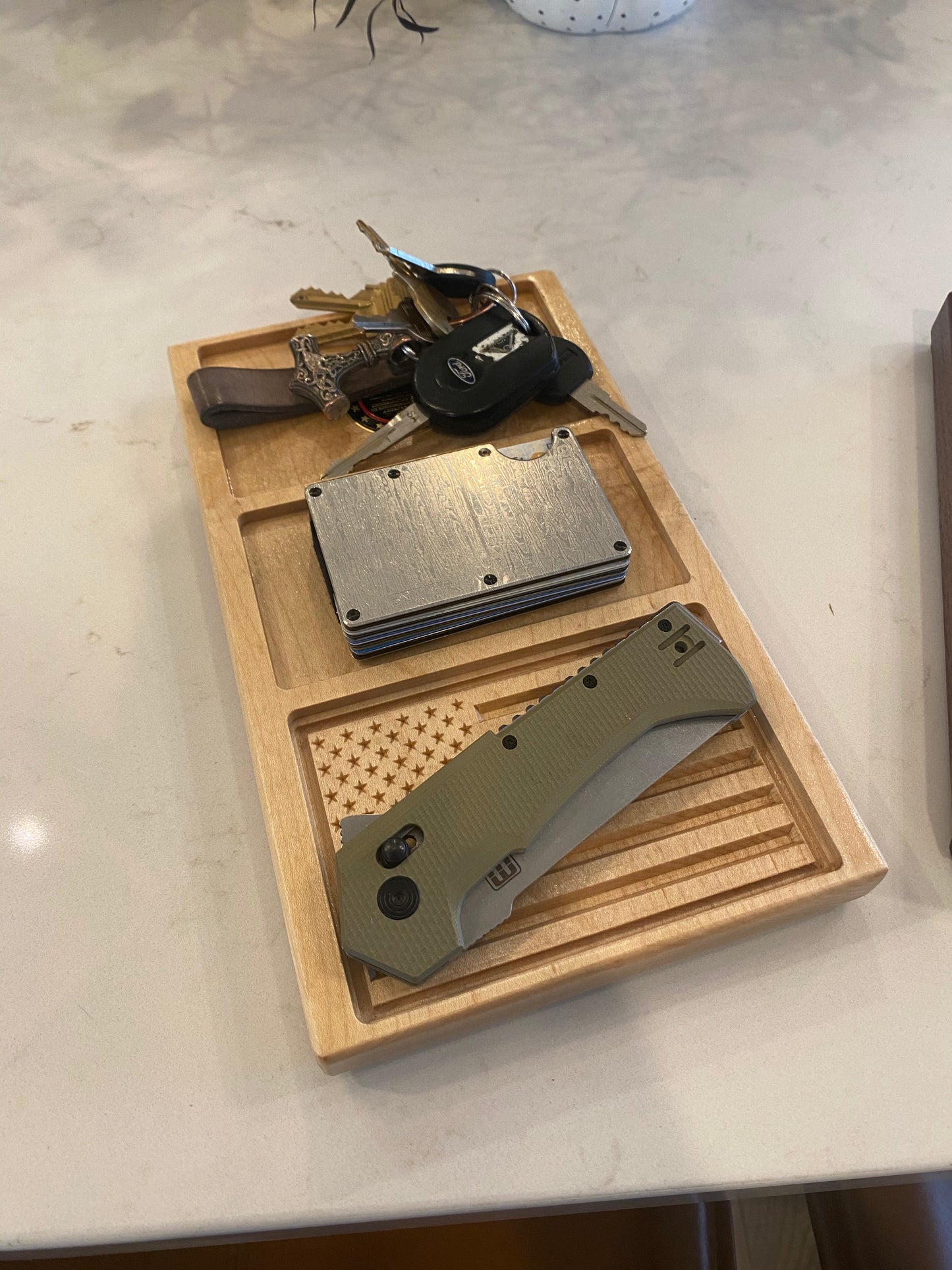 Personalized Hardwood Pocket Trash Valet/Tray