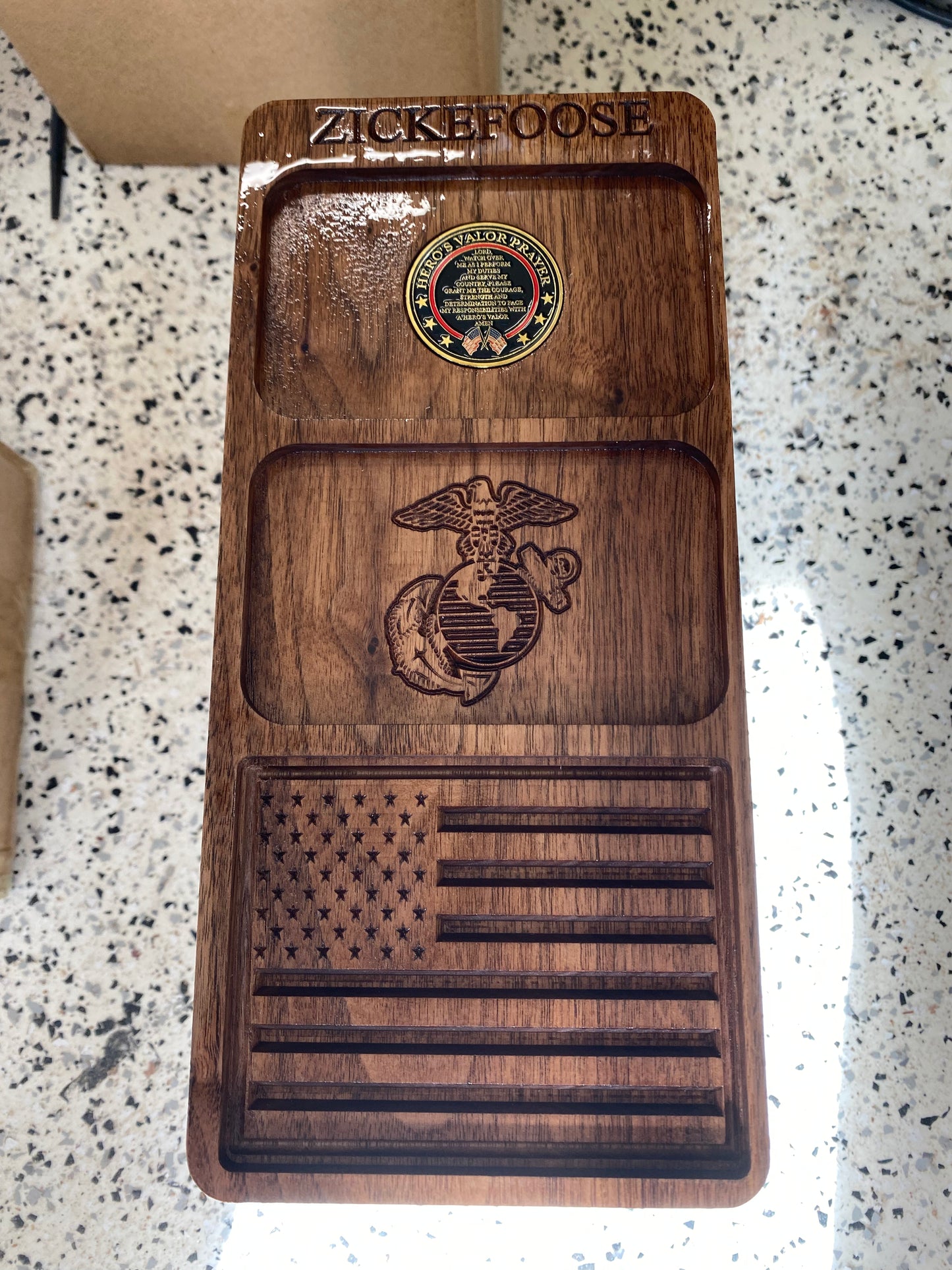 Personalized Hardwood Pocket Trash Valet/Tray